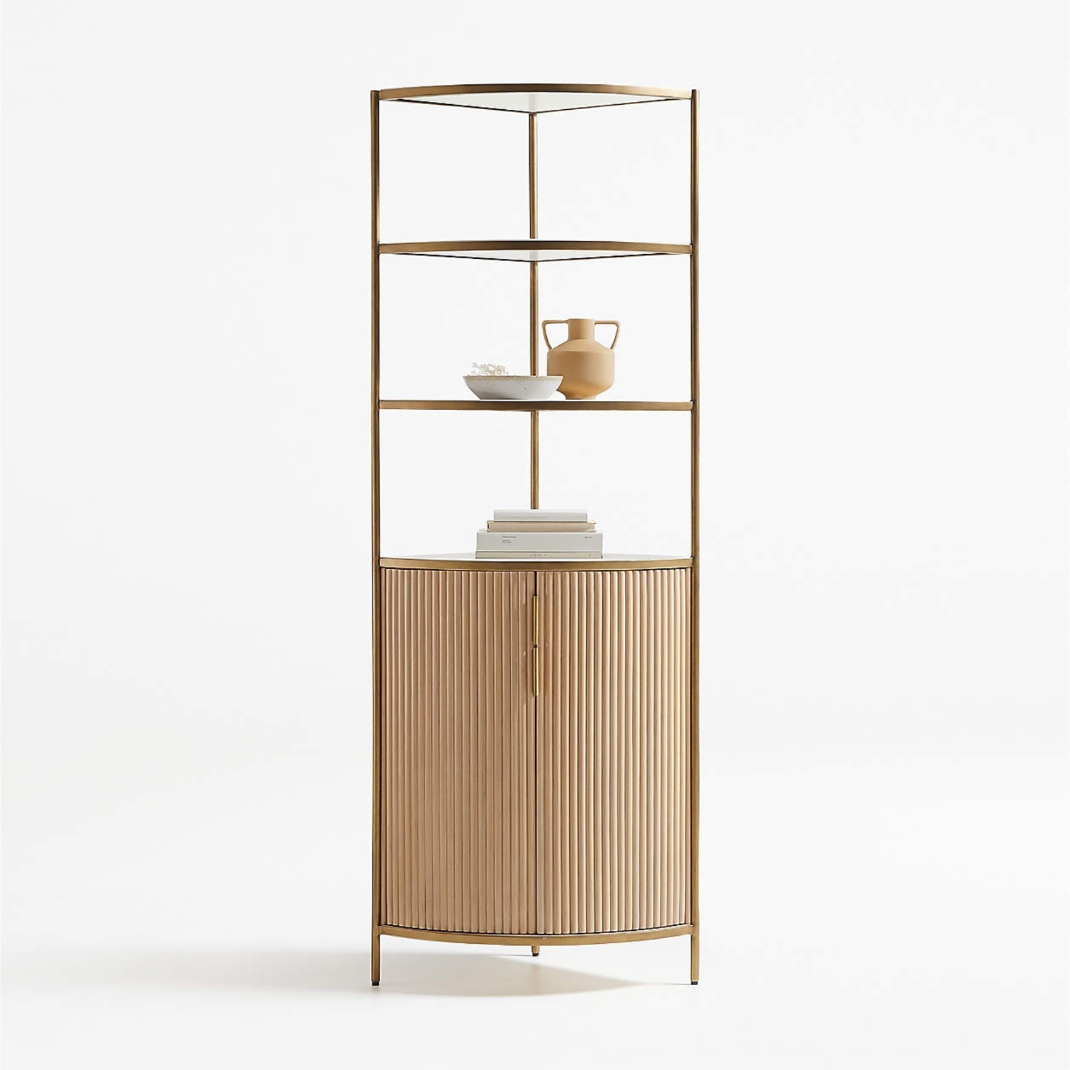 Crate & Barrel Fayette Corner Bookshelf Cabinet - image-7