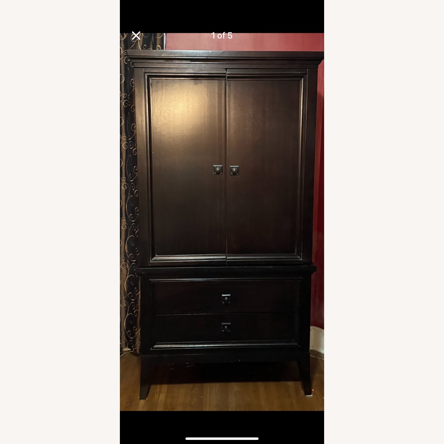 Ashley Furniture Dark Brown Wood Media Storage - image-1