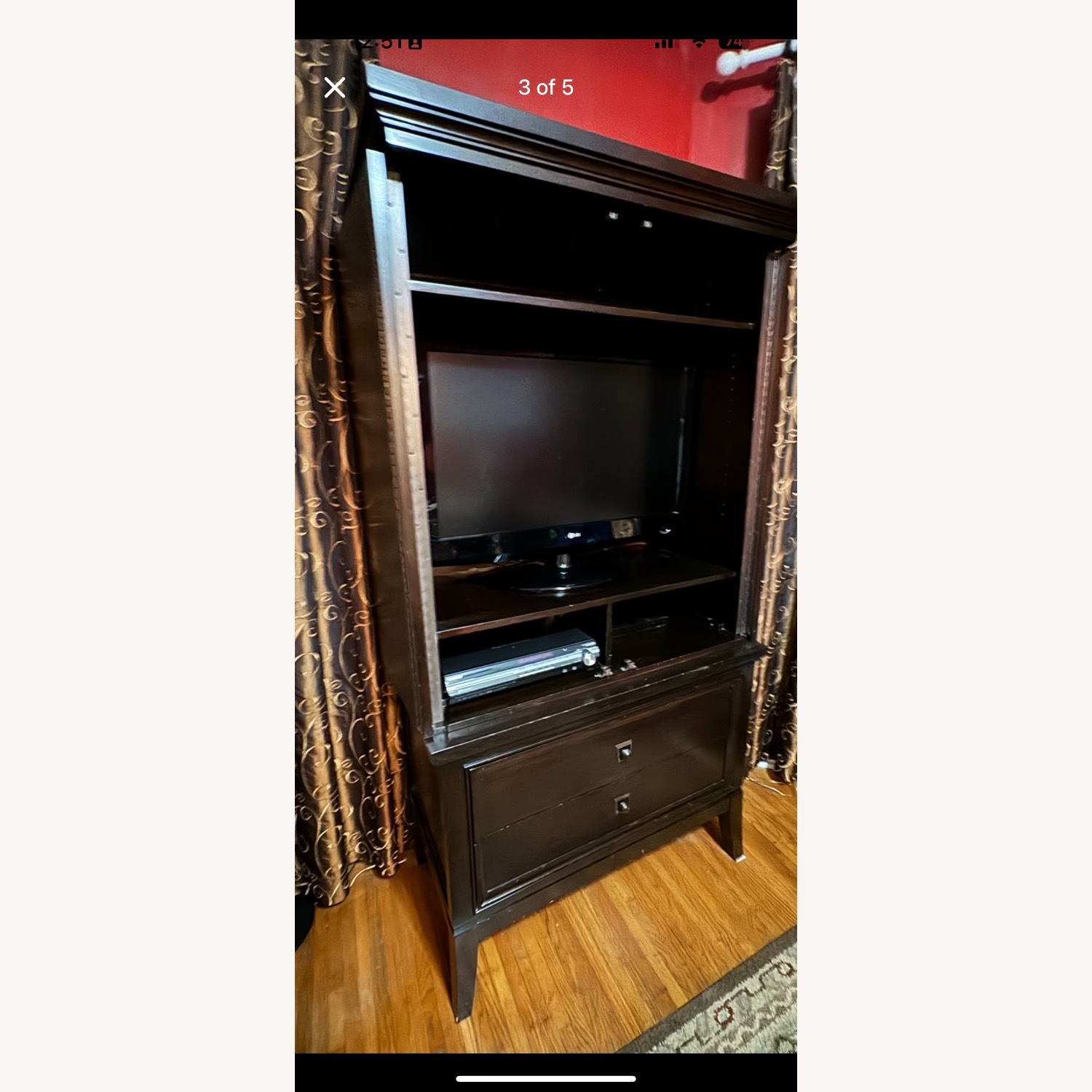 Ashley Furniture Dark Brown Wood Media Storage - image-3