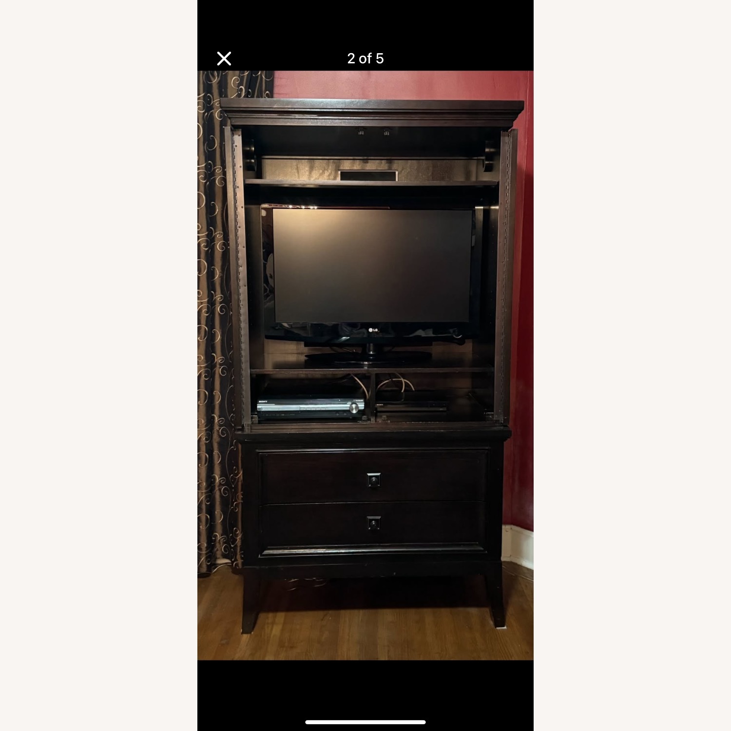 Ashley Furniture Dark Brown Wood Media Storage - image-2