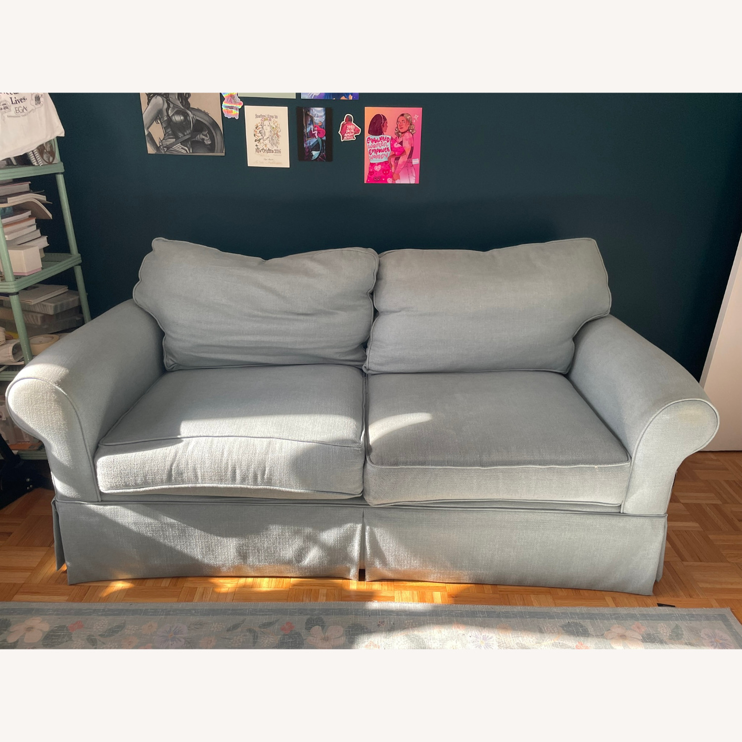 Raymour & Flanigan Blue 2 Seater Sofa - image-1
