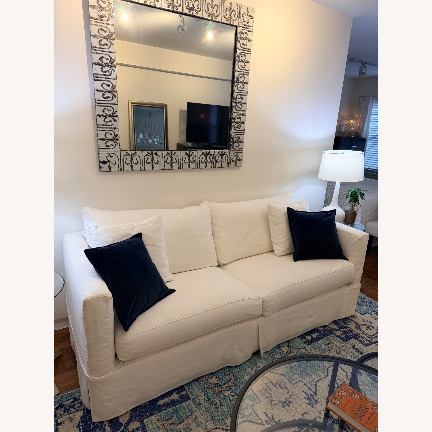 Crate & Barrel Willow White Sleeper Sofa - image-1
