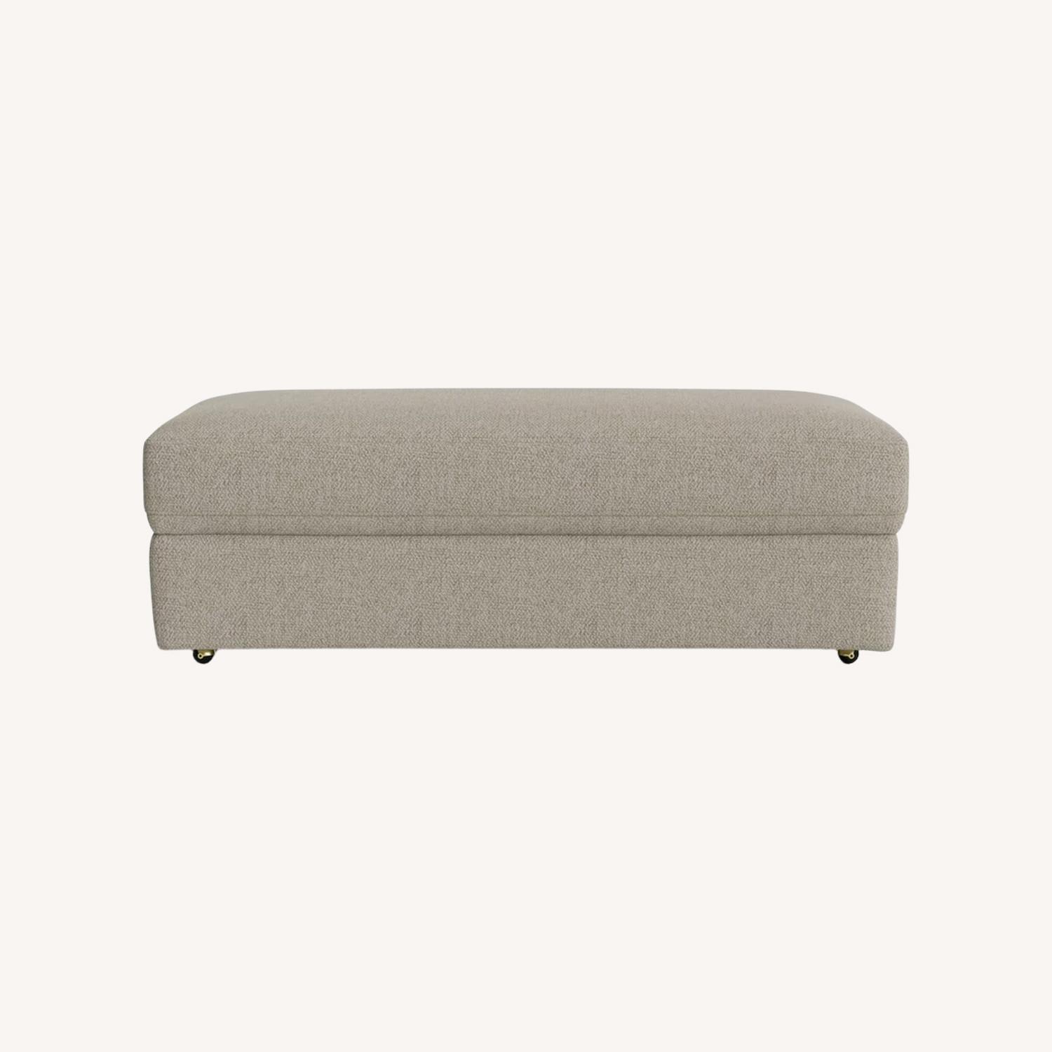 Bassett Allure Light Gray Fabric Ottoman - image-0