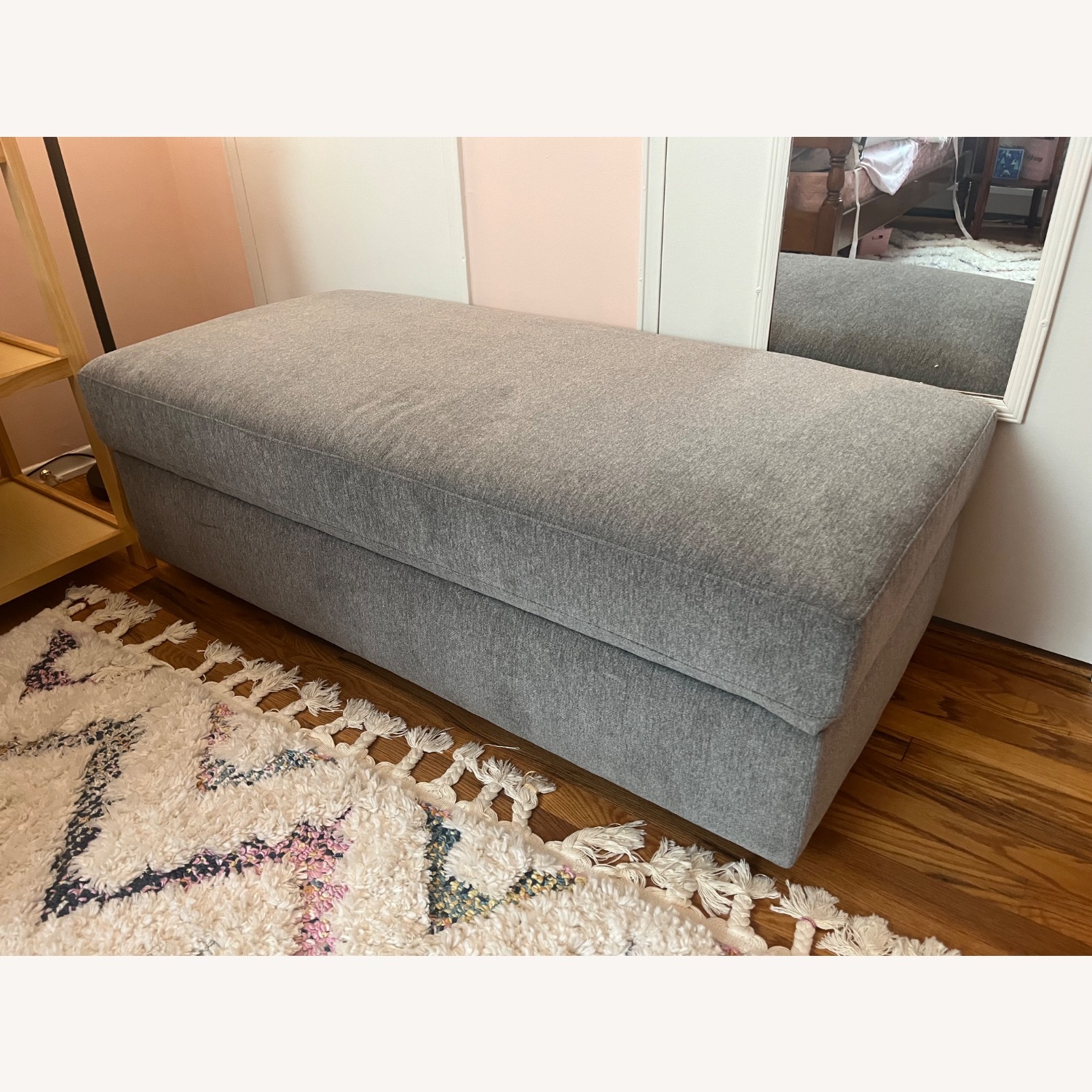 Bassett Allure Light Gray Fabric Ottoman - image-2