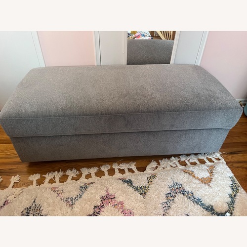 Used Bassett Allure Light Gray Fabric Ottoman for sale on AptDeco