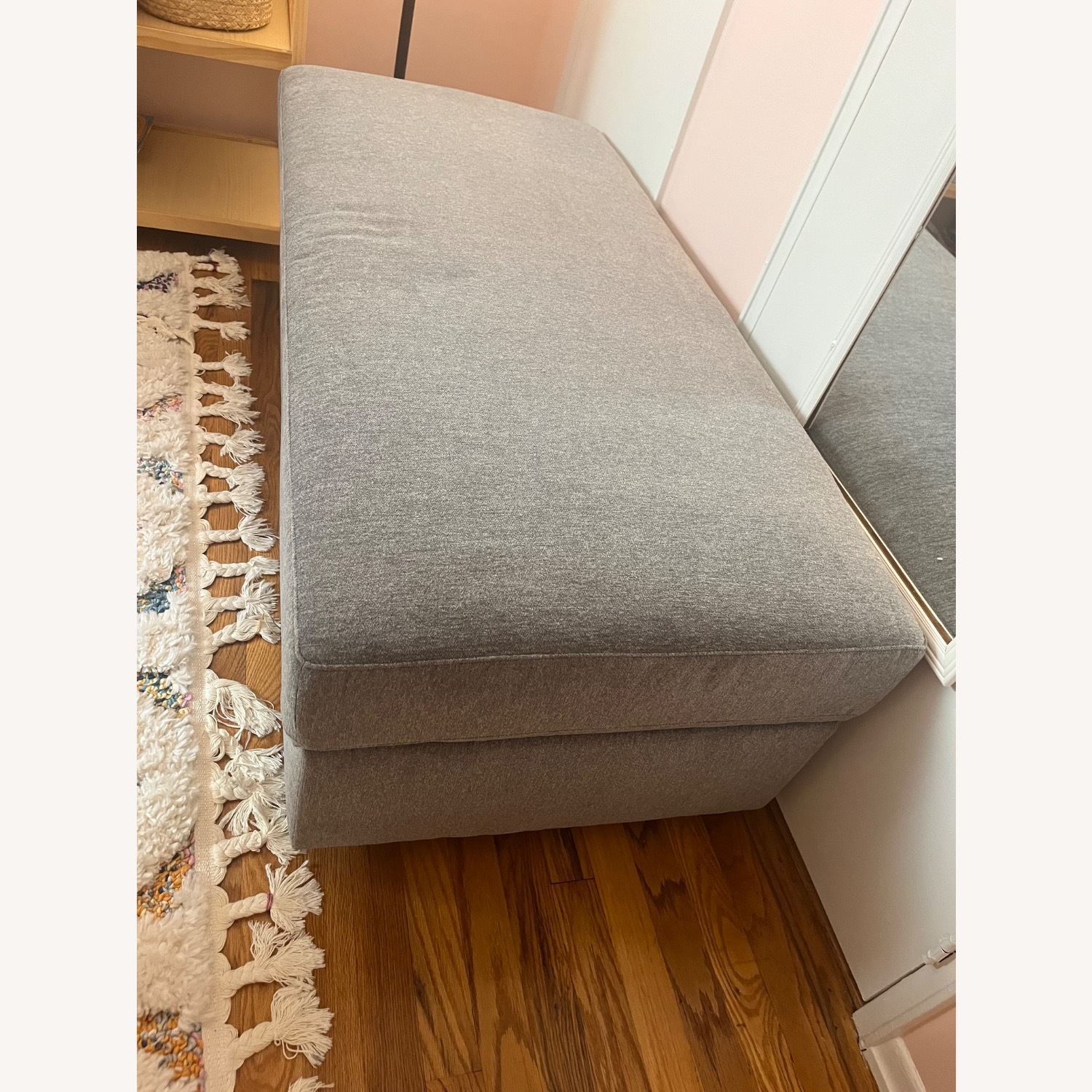 Bassett Allure Light Gray Fabric Ottoman - image-3