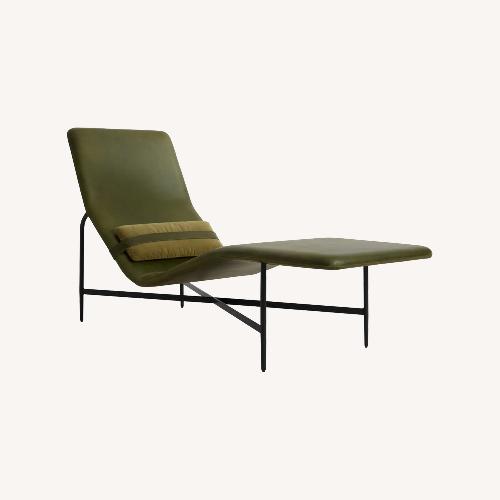 Used Blu Dot Green Leather Chaise Lounge Chair for sale on AptDeco