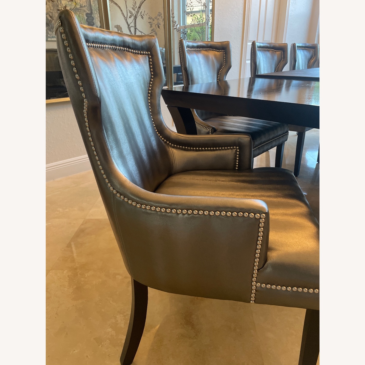 Dark Gray Wood Dining Chairs - image-4