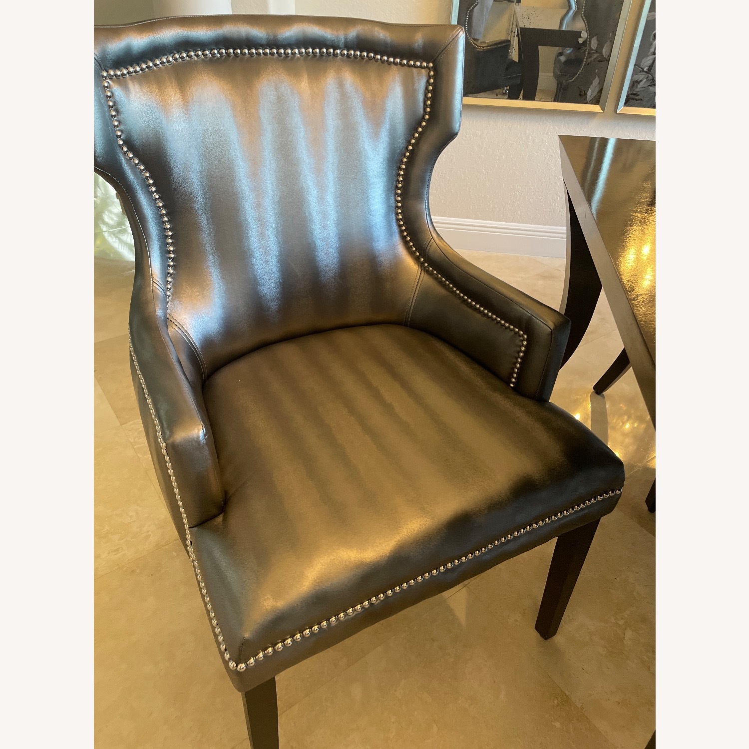 Dark Gray Wood Dining Chairs - image-1