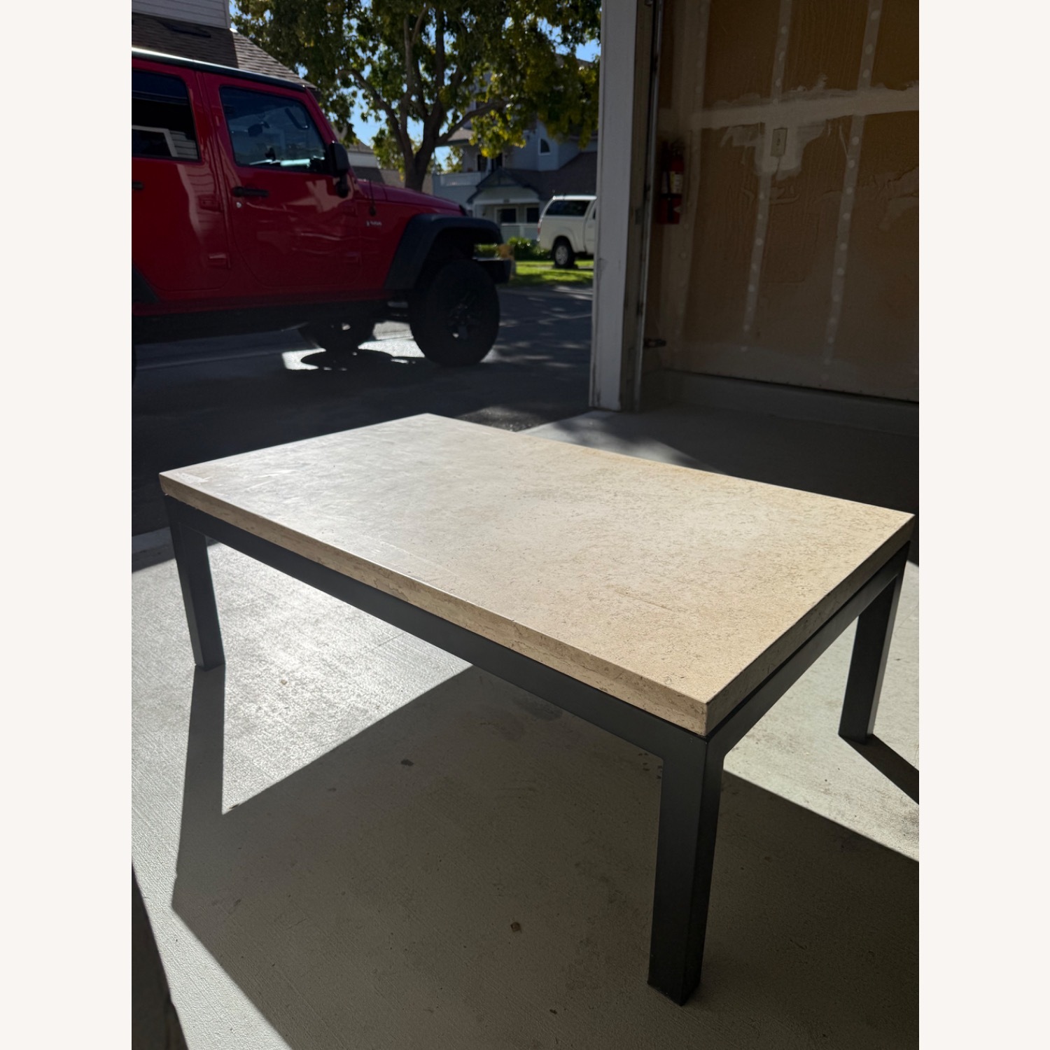 Crate and Barrel Parsons Tavertine  Coffee Table  - image-3