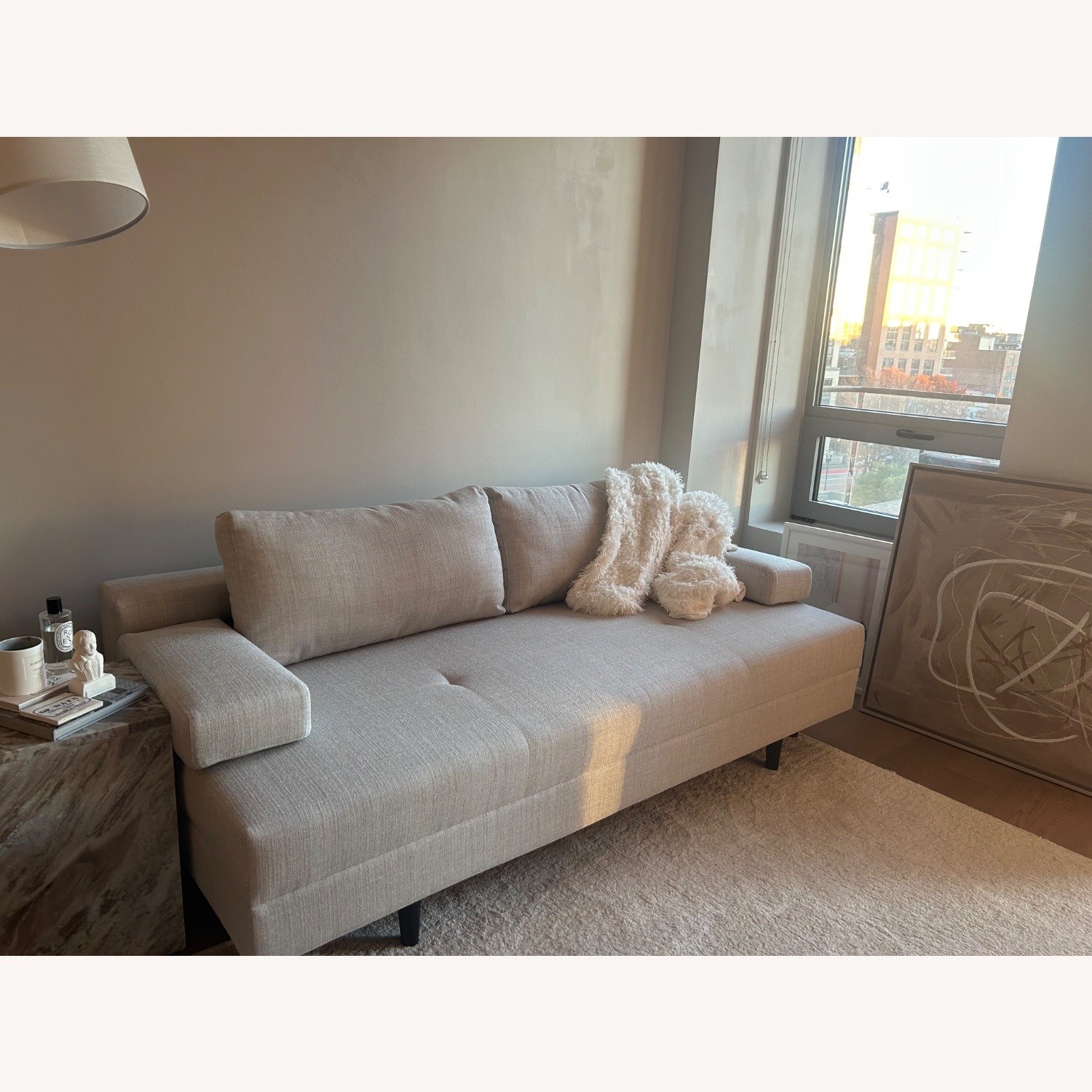 Lazzoni Light Gray Fabric Sleeper Sofa - image-2