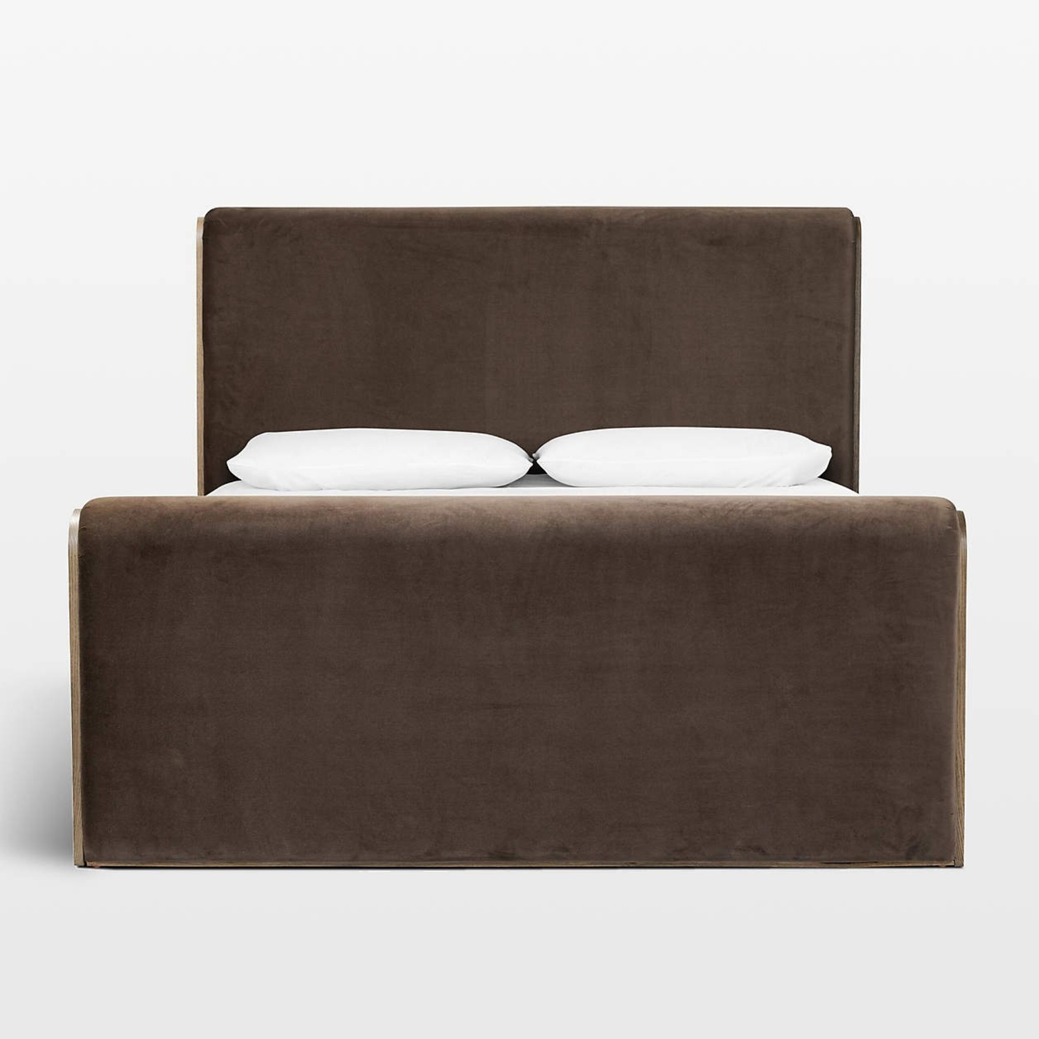 Crate & Barrel Fairmont Forest Suede Queen Bed - image-0