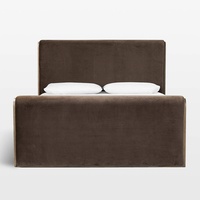 Crate & Barrel Fairmont Forest Suede Queen Bed