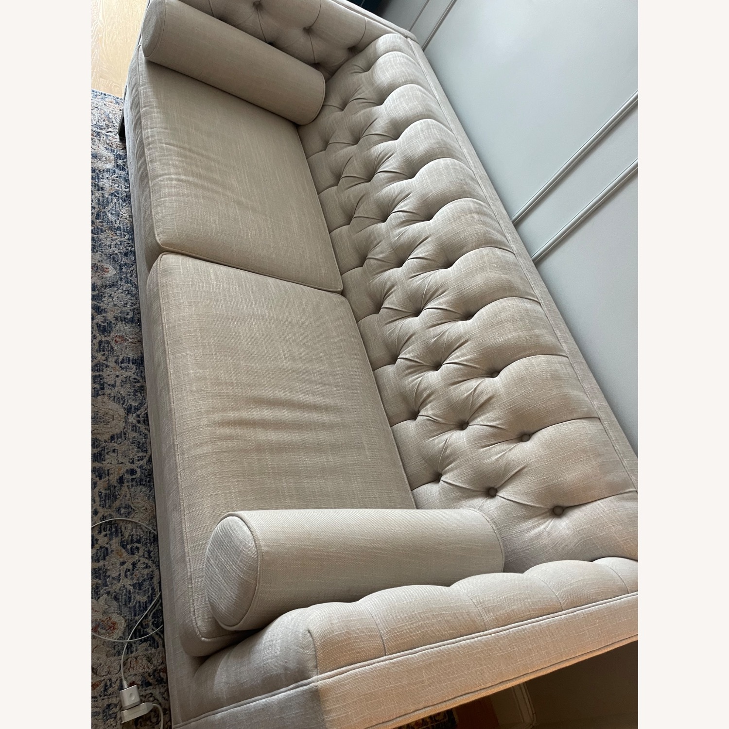 Ethan Allen Natural Fabric 3+ Seater Sofa - image-1