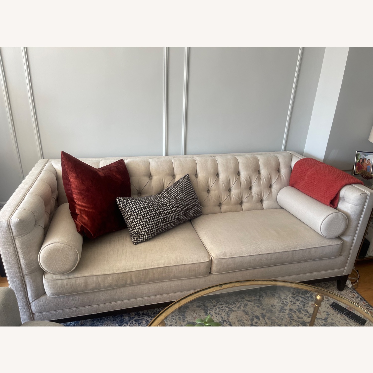 Ethan Allen Natural Fabric 3+ Seater Sofa - image-3