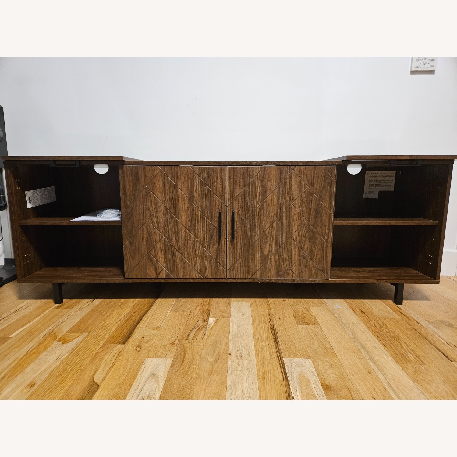 Walker Edison Dark Brown Wood Media Storage - image-1