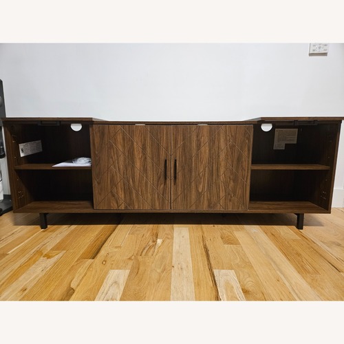 Used Walker Edison Dark Brown Wood Media Storage for sale on AptDeco