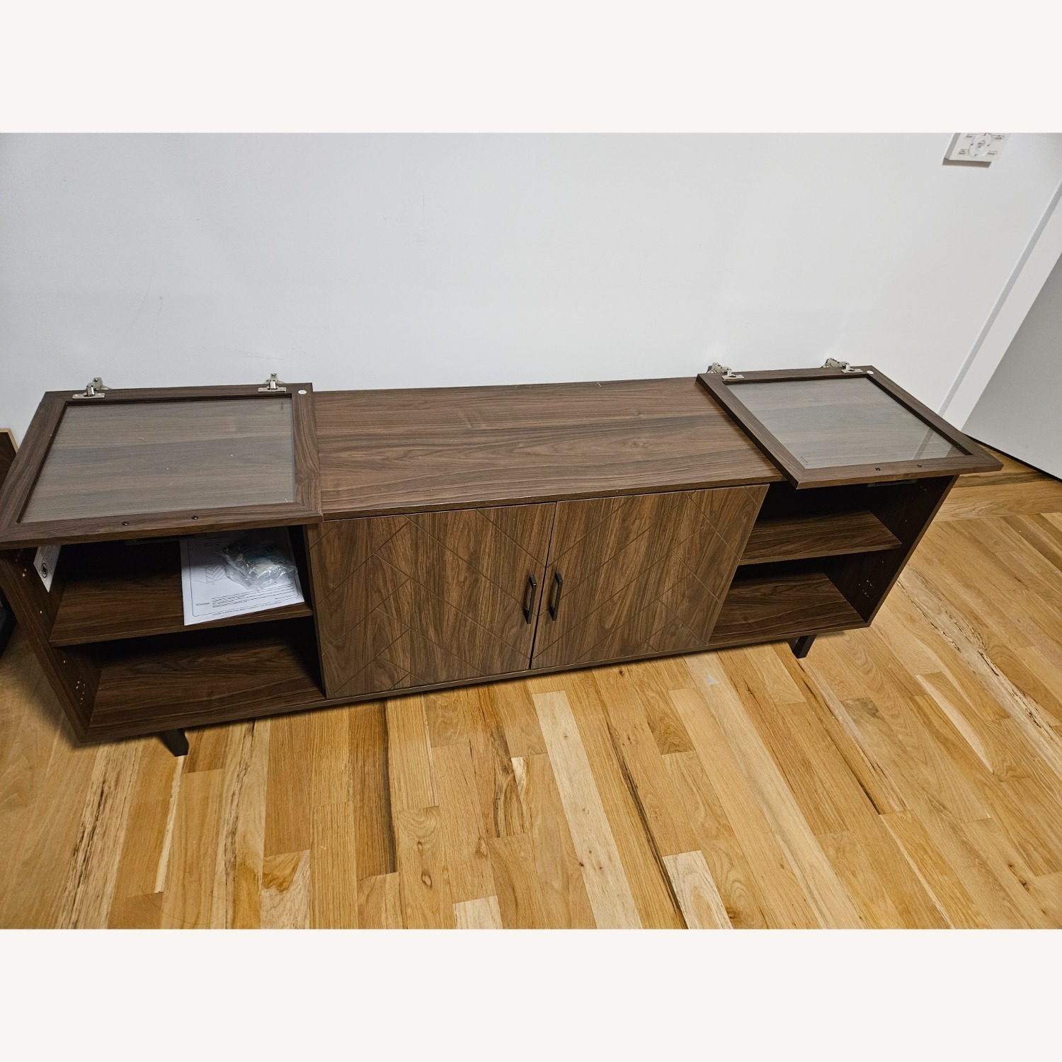 Walker Edison Dark Brown Wood Media Storage - image-2