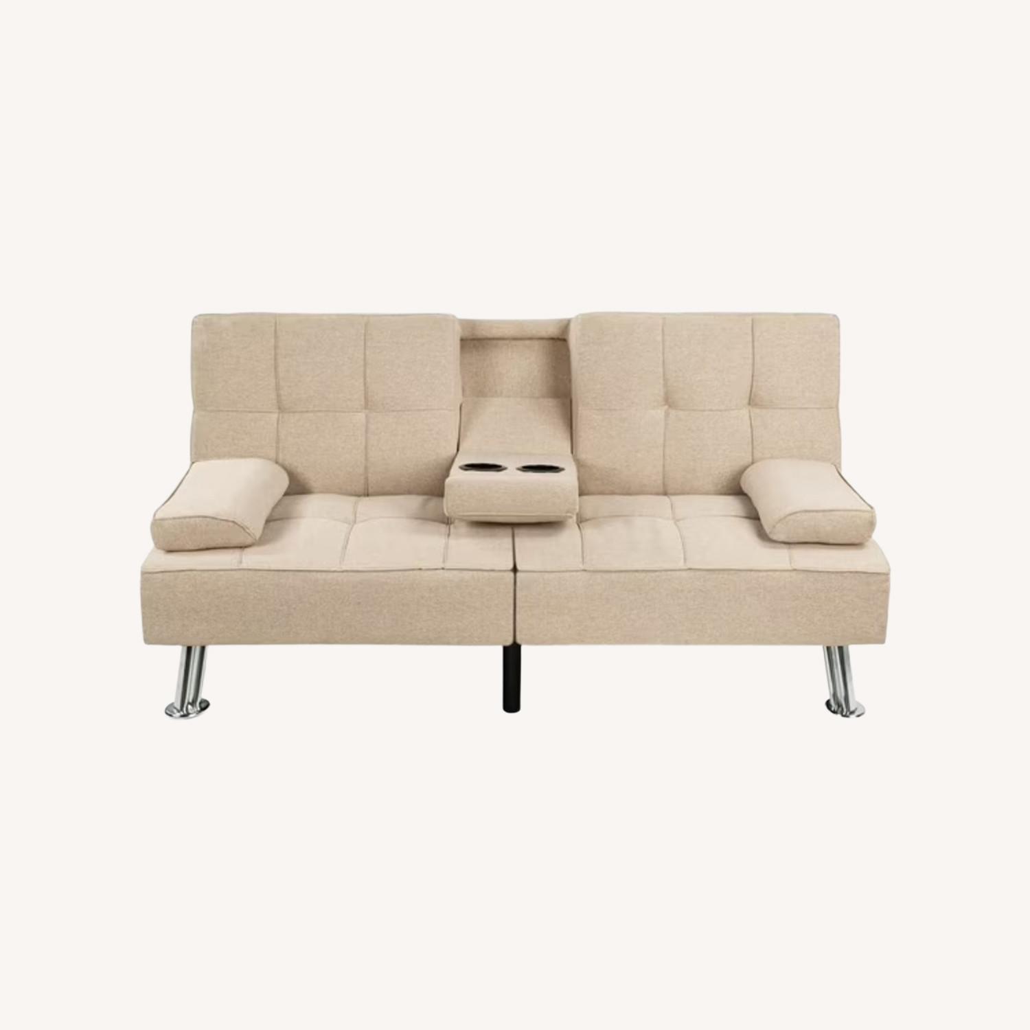 Walmart Modern Linen Convertible Futon Sofa Bed - image-0