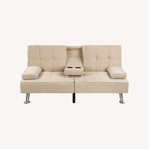 Used Walmart Modern Linen Convertible Futon Sofa Bed for sale on AptDeco