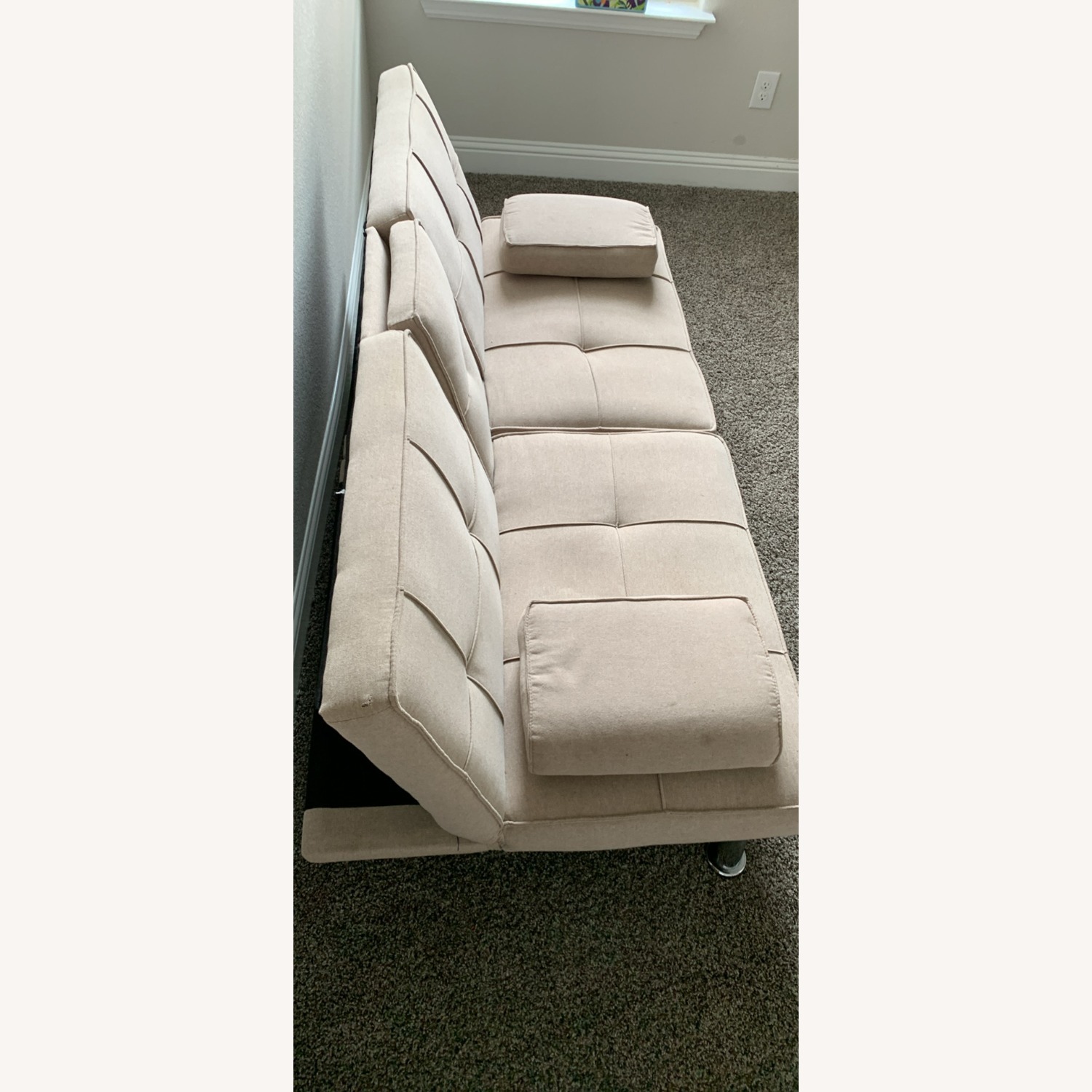 Walmart Modern Linen Convertible Futon Sofa Bed - image-3