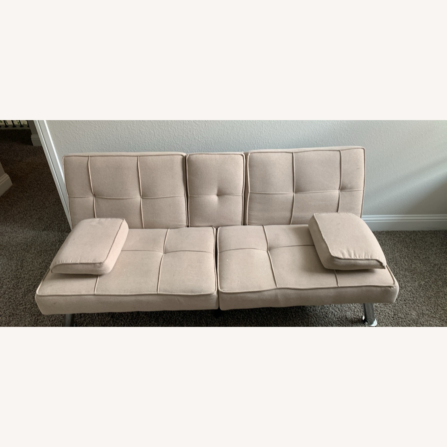 Walmart Modern Linen Convertible Futon Sofa Bed - image-2