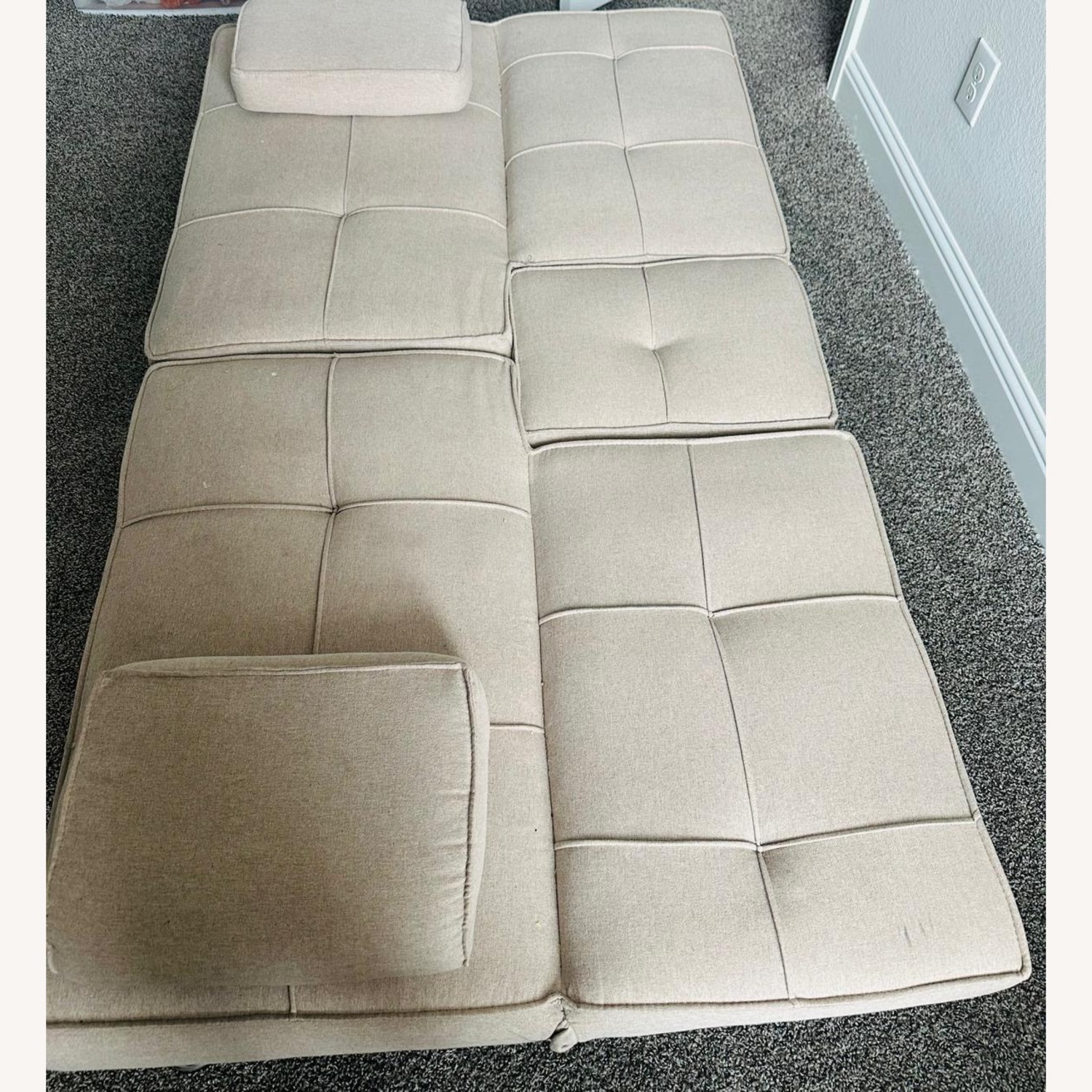 Walmart Modern Linen Convertible Futon Sofa Bed - image-4