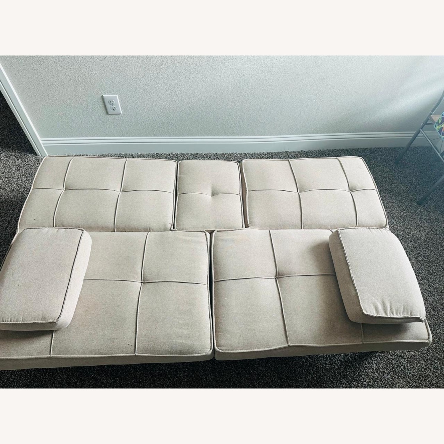 Walmart Modern Linen Convertible Futon Sofa Bed - image-7