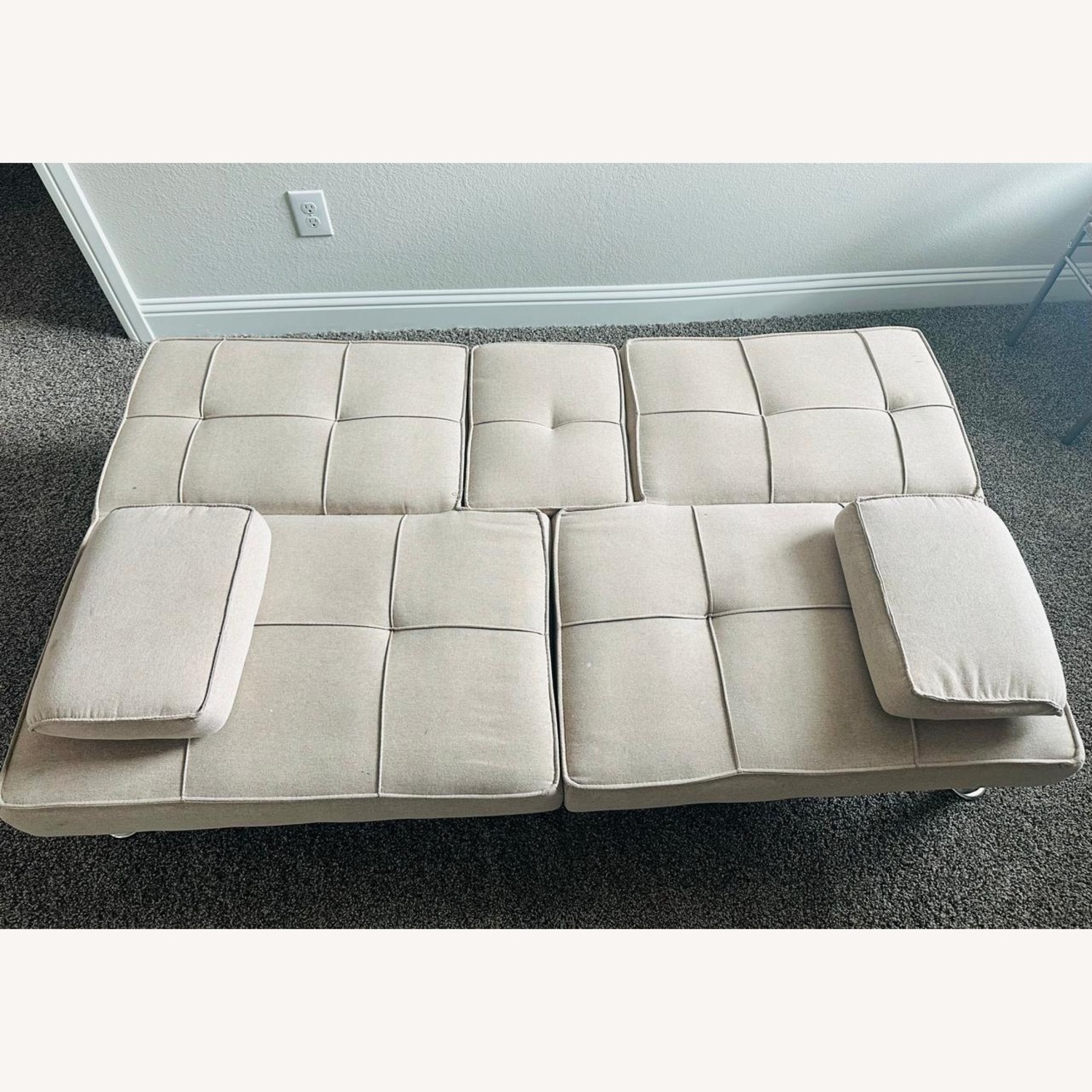 Walmart Modern Linen Convertible Futon Sofa Bed - image-5