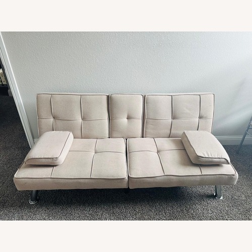 Used Walmart Modern Linen Convertible Futon Sofa Bed for sale on AptDeco
