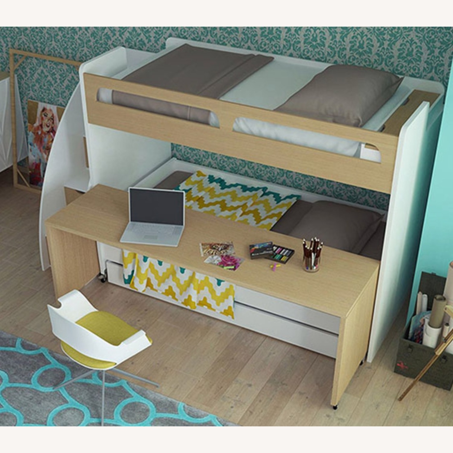 Multimo Belmondo White Lacquer Bunk Bed - image-0