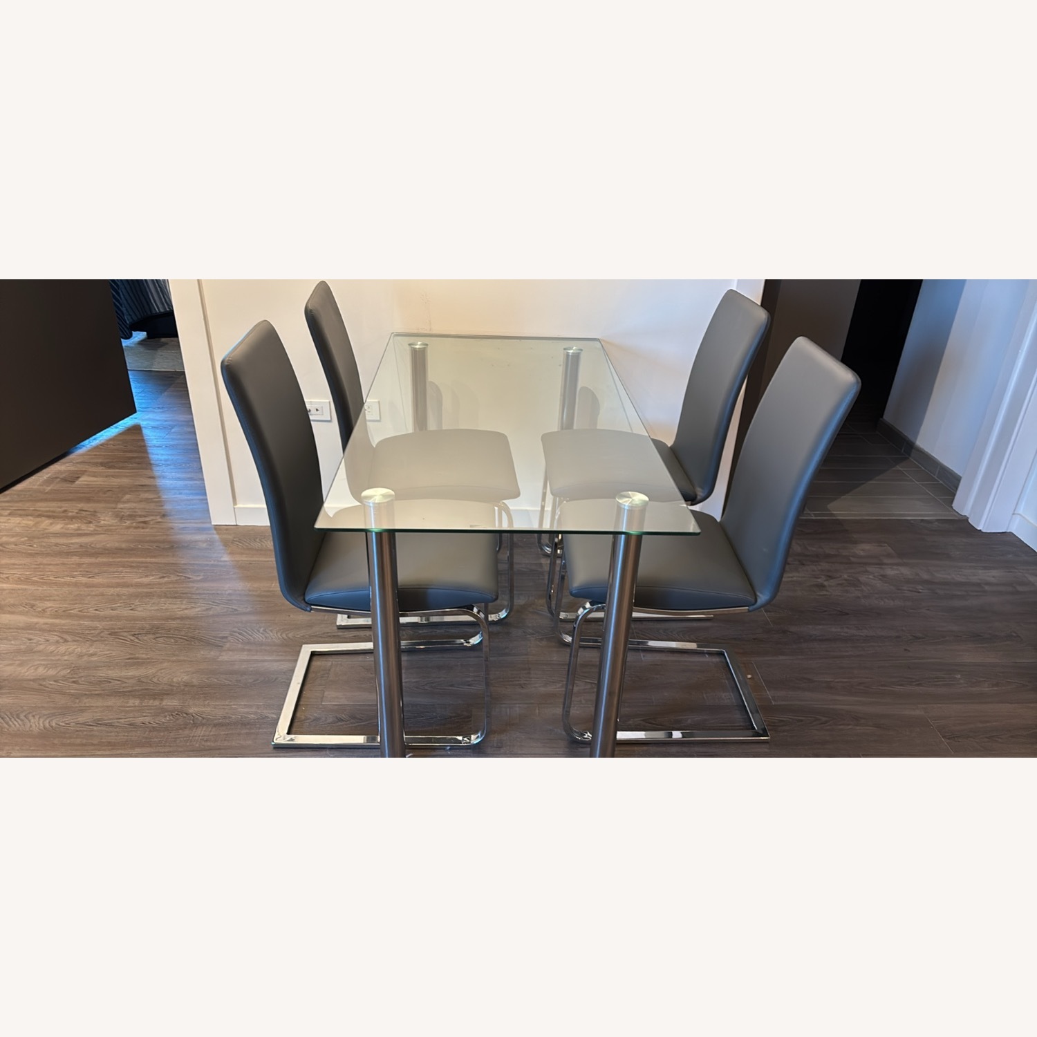 Glass Dining Table and 4 Chairs - image-5
