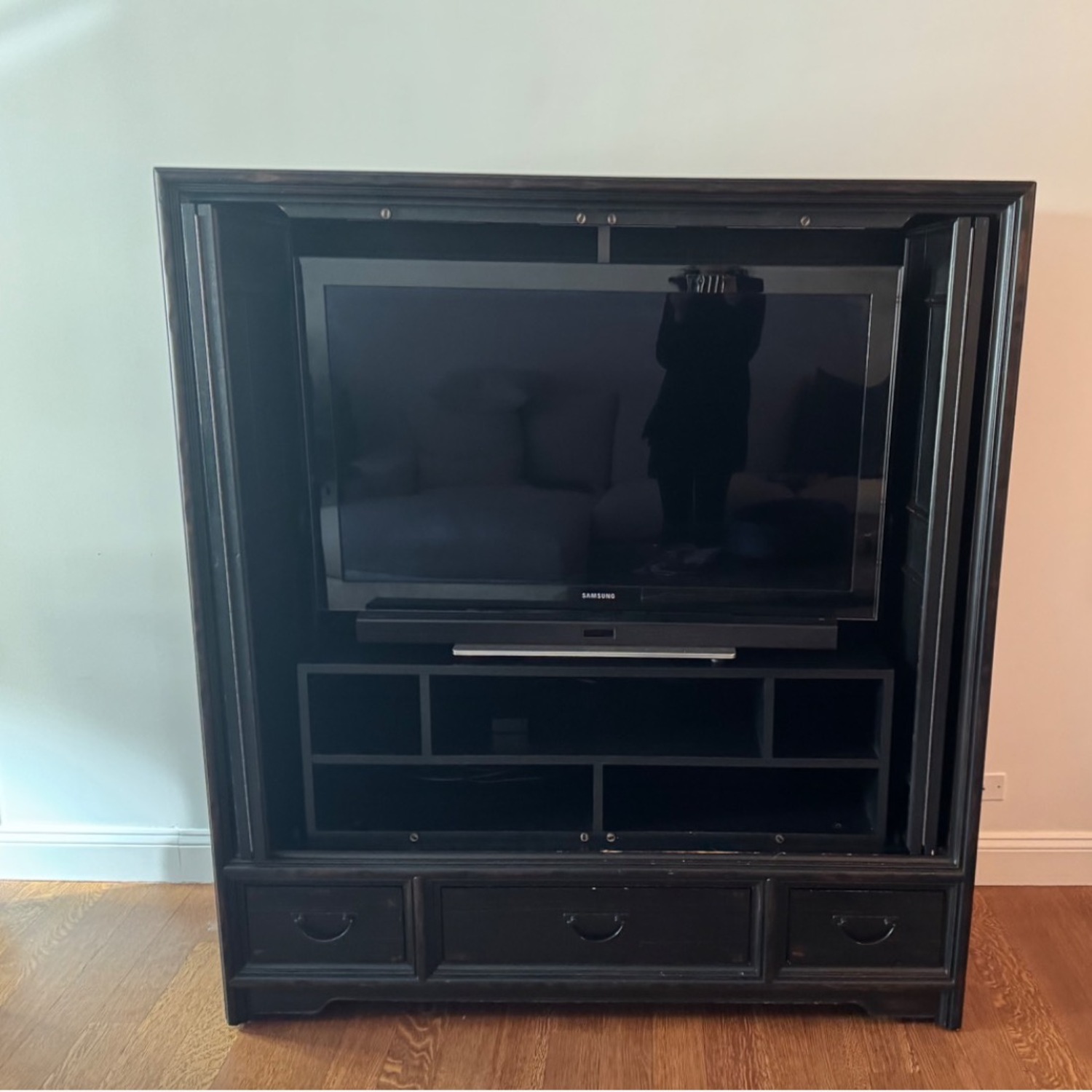 Ethan Allen Black Wood Media Storage - image-3