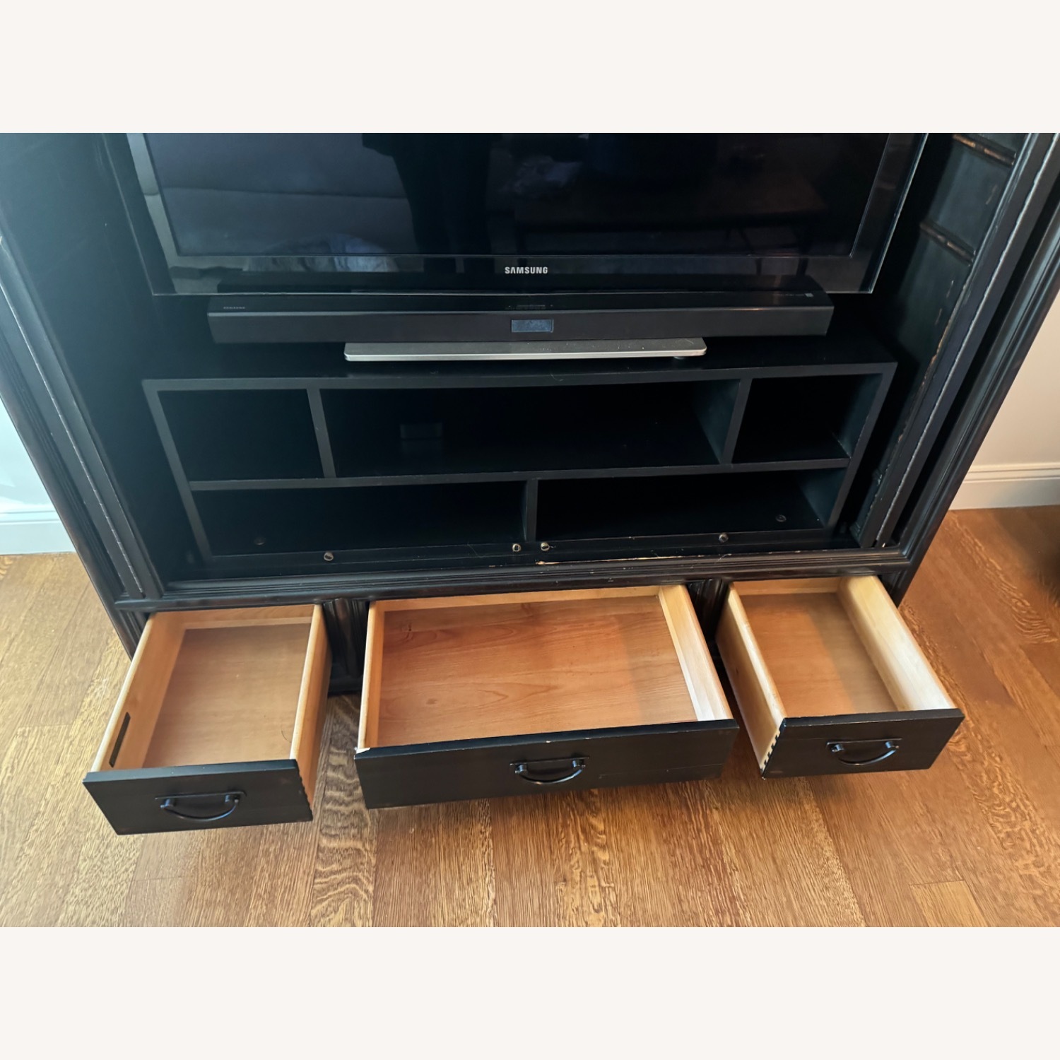 Ethan Allen Black Wood Media Storage - image-1
