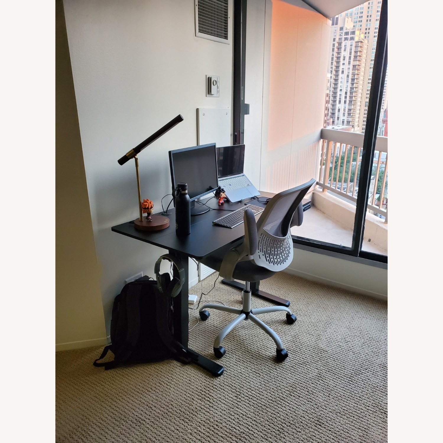 Black Metal Height Adjustable Electric Desk - image-2