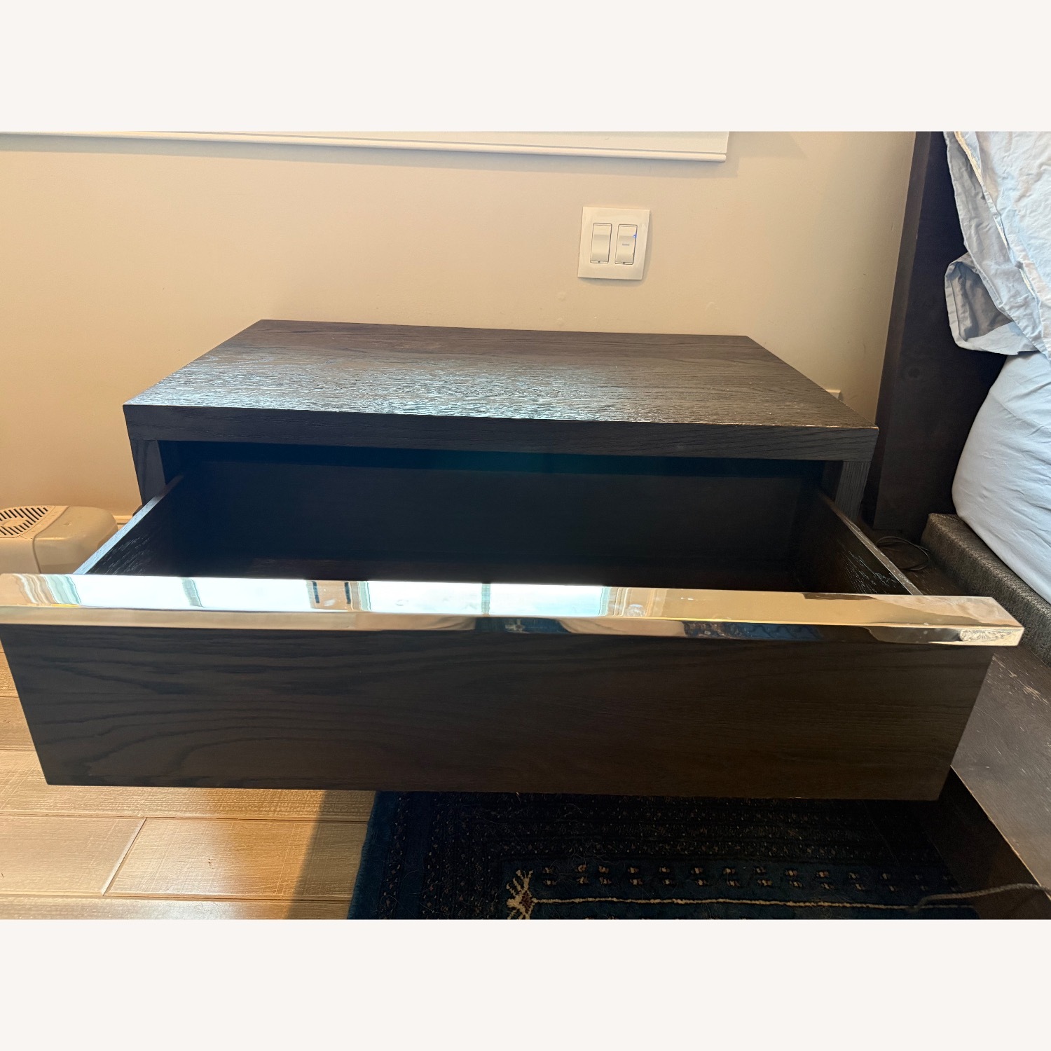 Restoration Hardware Bezier Dark Brown Wood Nightstands - image-3