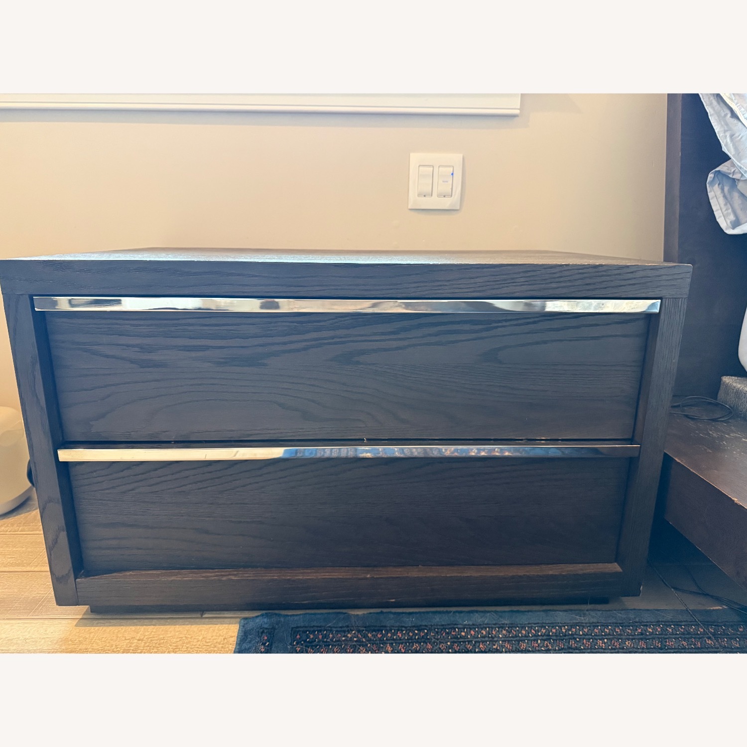 Restoration Hardware Bezier Dark Brown Wood Nightstands - image-1