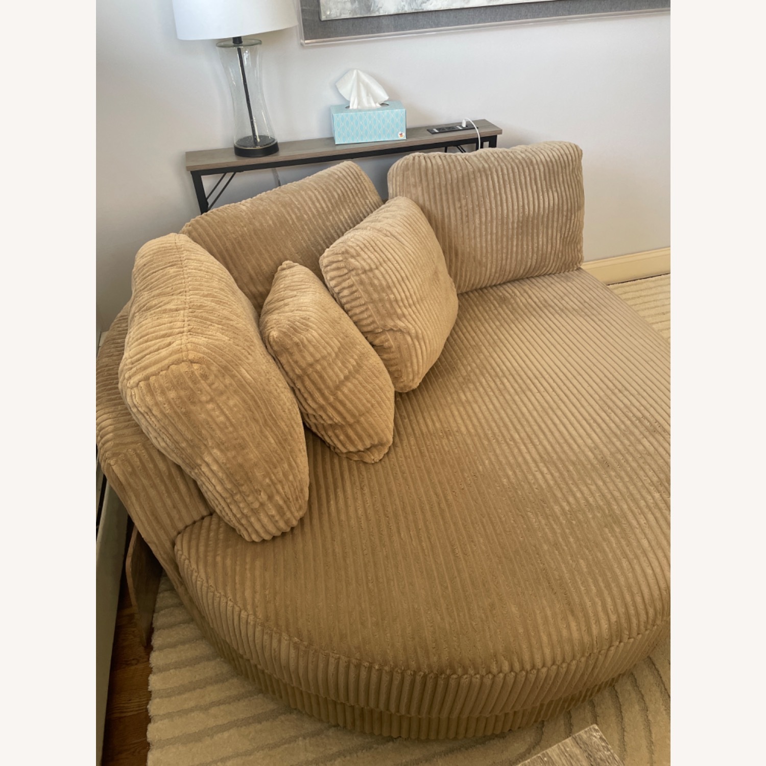 A&E Wood Designs Light Gray Chair and a Half - image-1