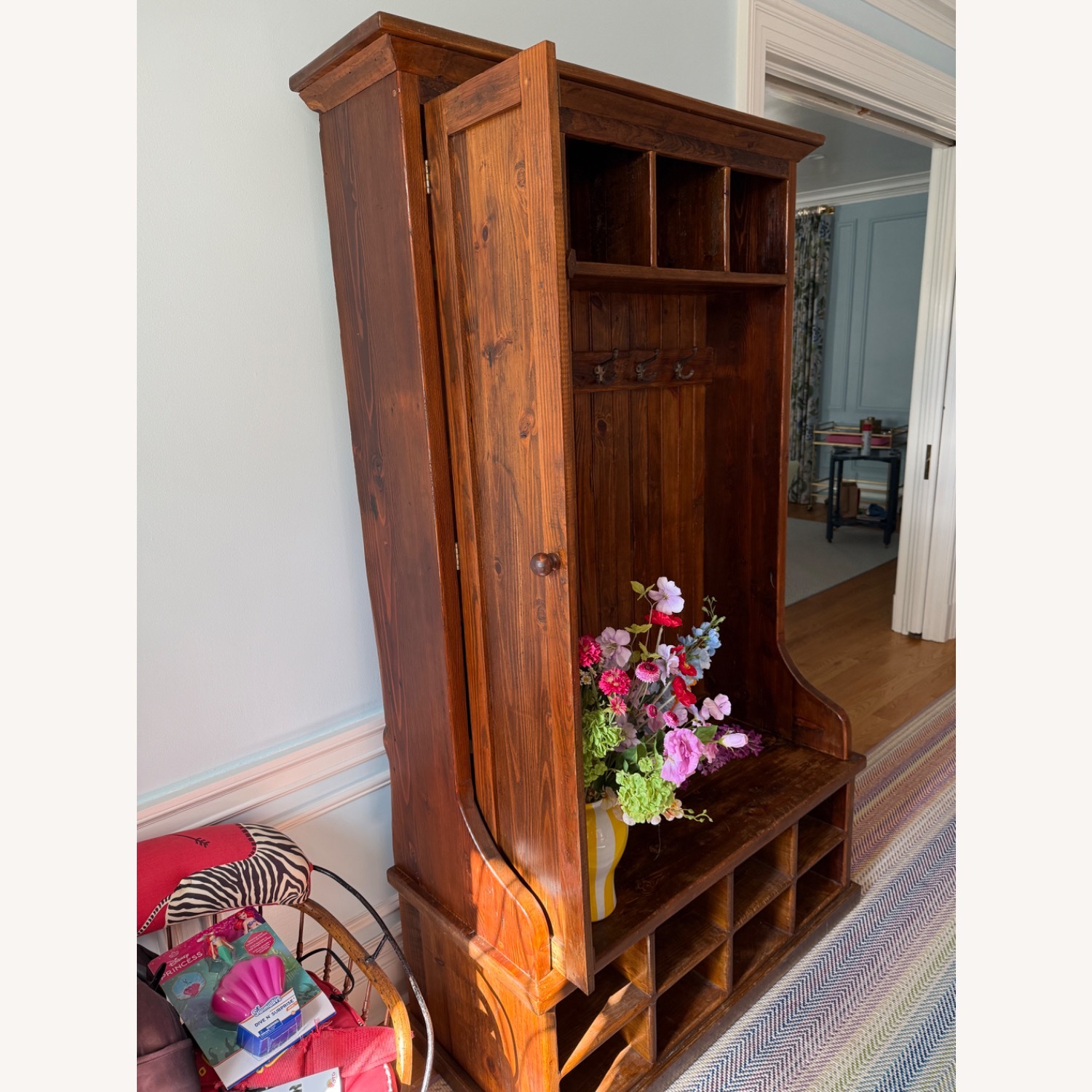 Country Willow Dark Brown Wood Armoire - image-2