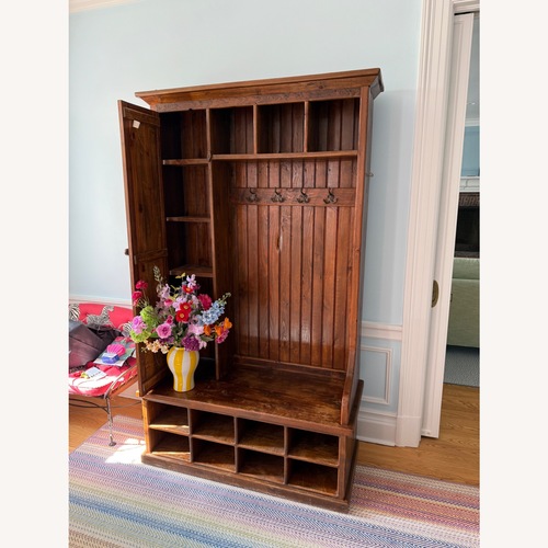 Used Country Willow Dark Brown Wood Armoire for sale on AptDeco