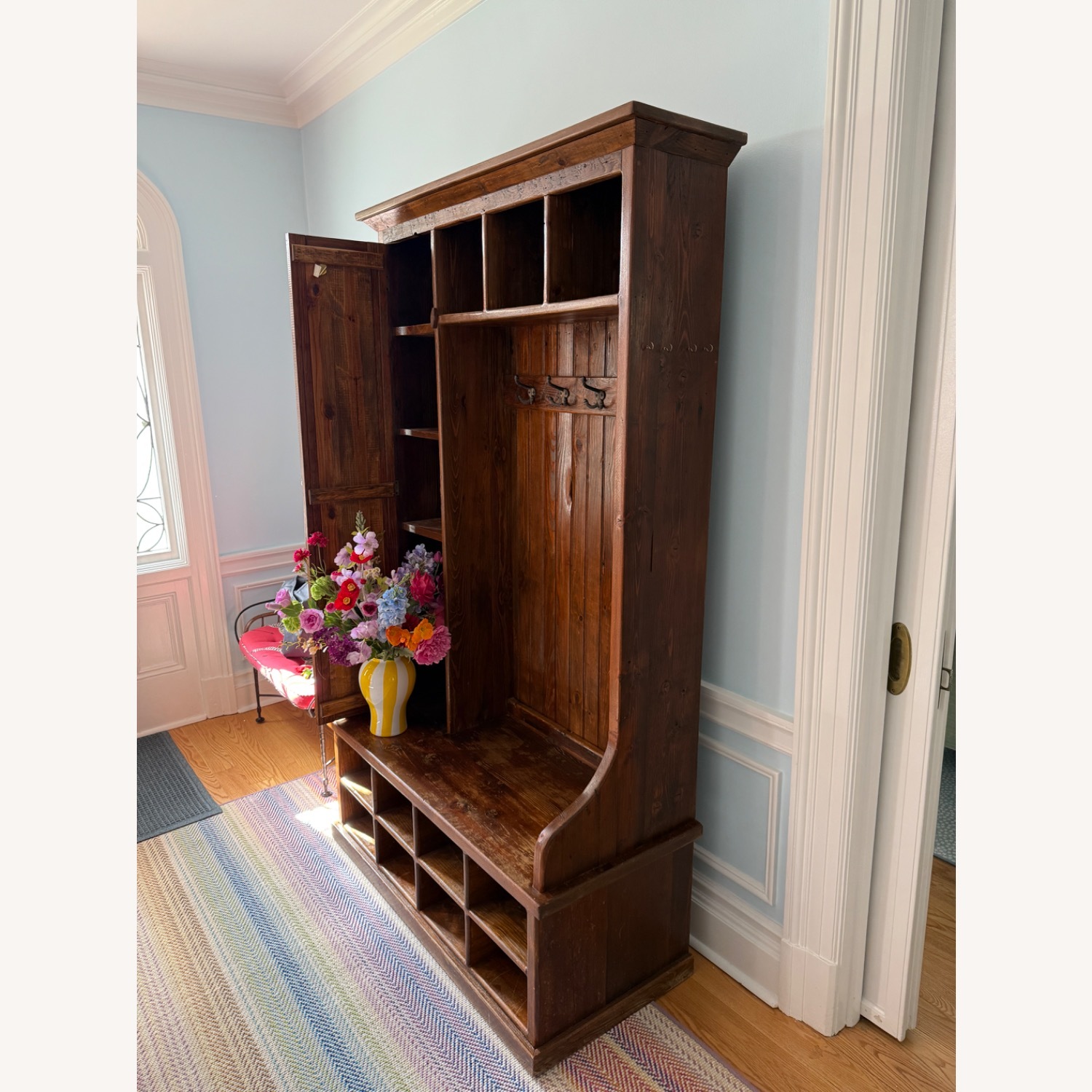 Country Willow Dark Brown Wood Armoire - image-1