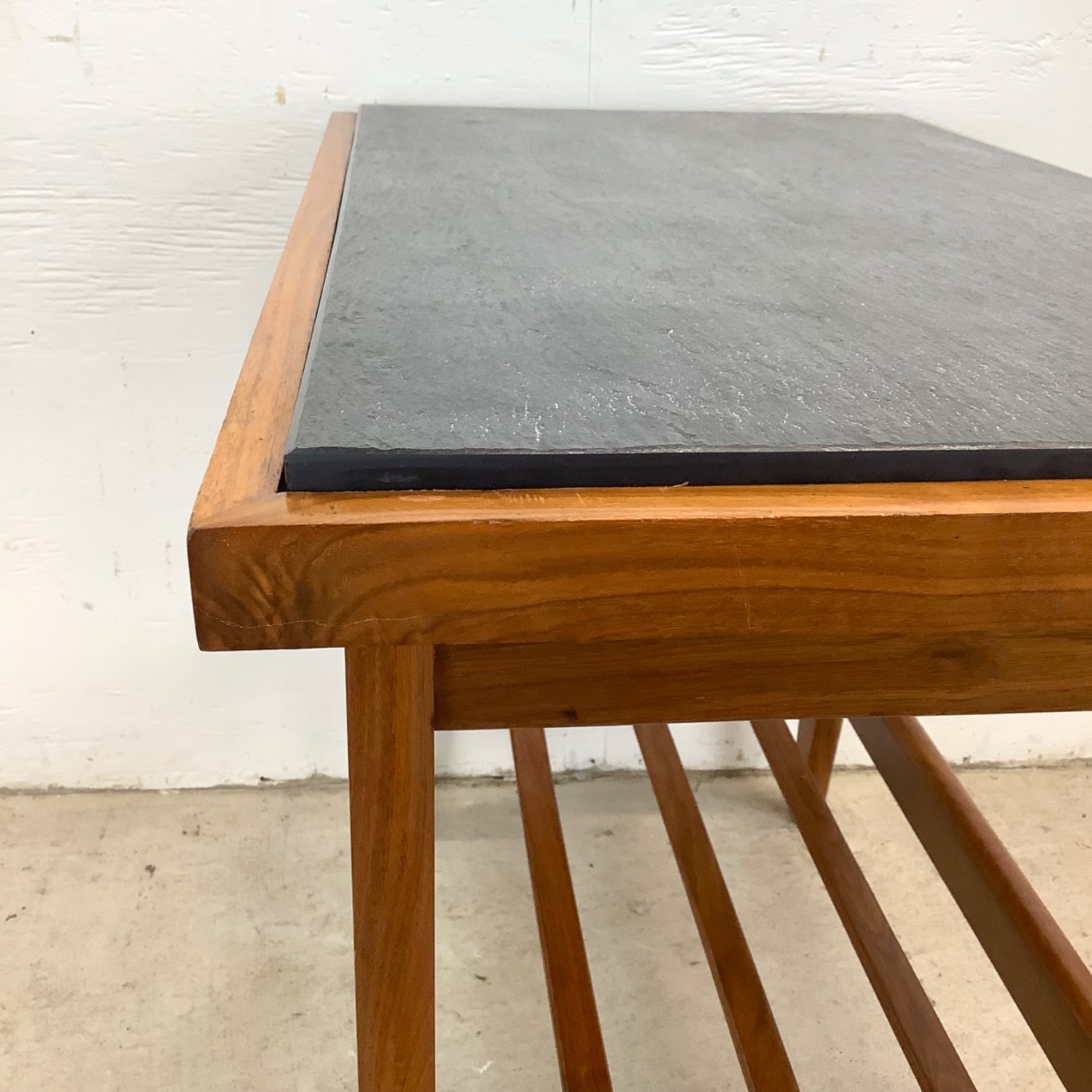 Danish Modern Teak End Table with Black Slate Top - image-19
