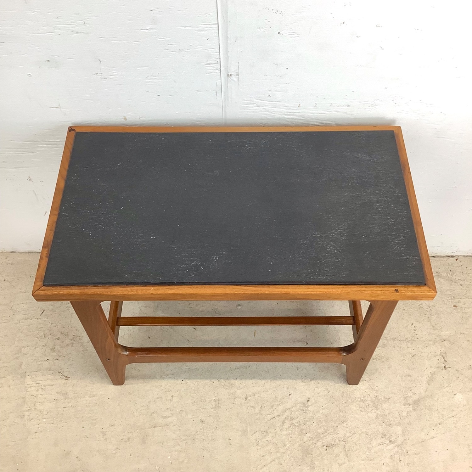 Danish Modern Teak End Table with Black Slate Top - image-6