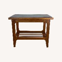 Danish Modern Teak End Table with Black Slate Top
