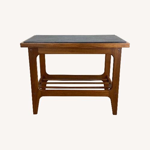 Used Danish Modern Teak End Table with Black Slate Top for sale on AptDeco