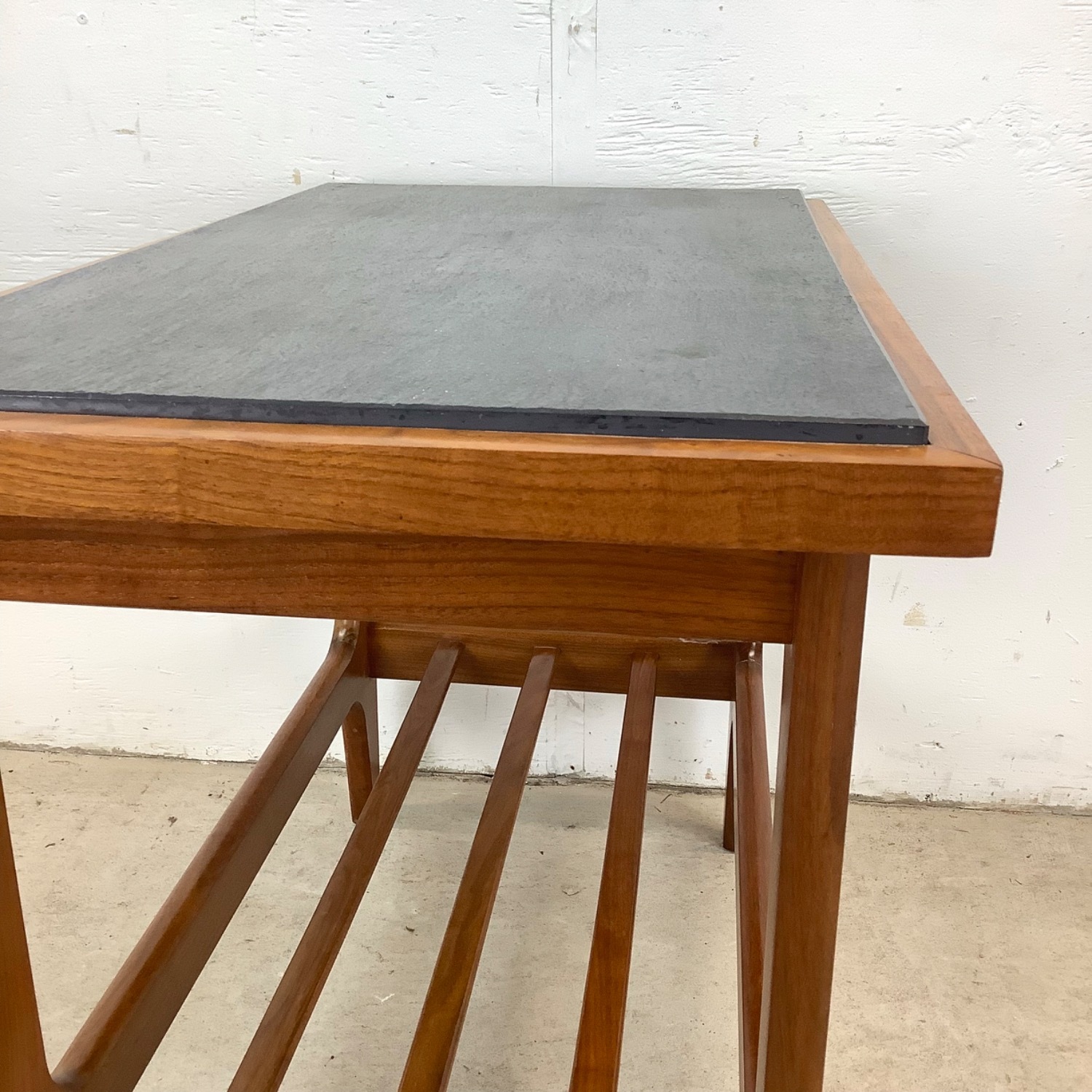 Danish Modern Teak End Table with Black Slate Top - image-14
