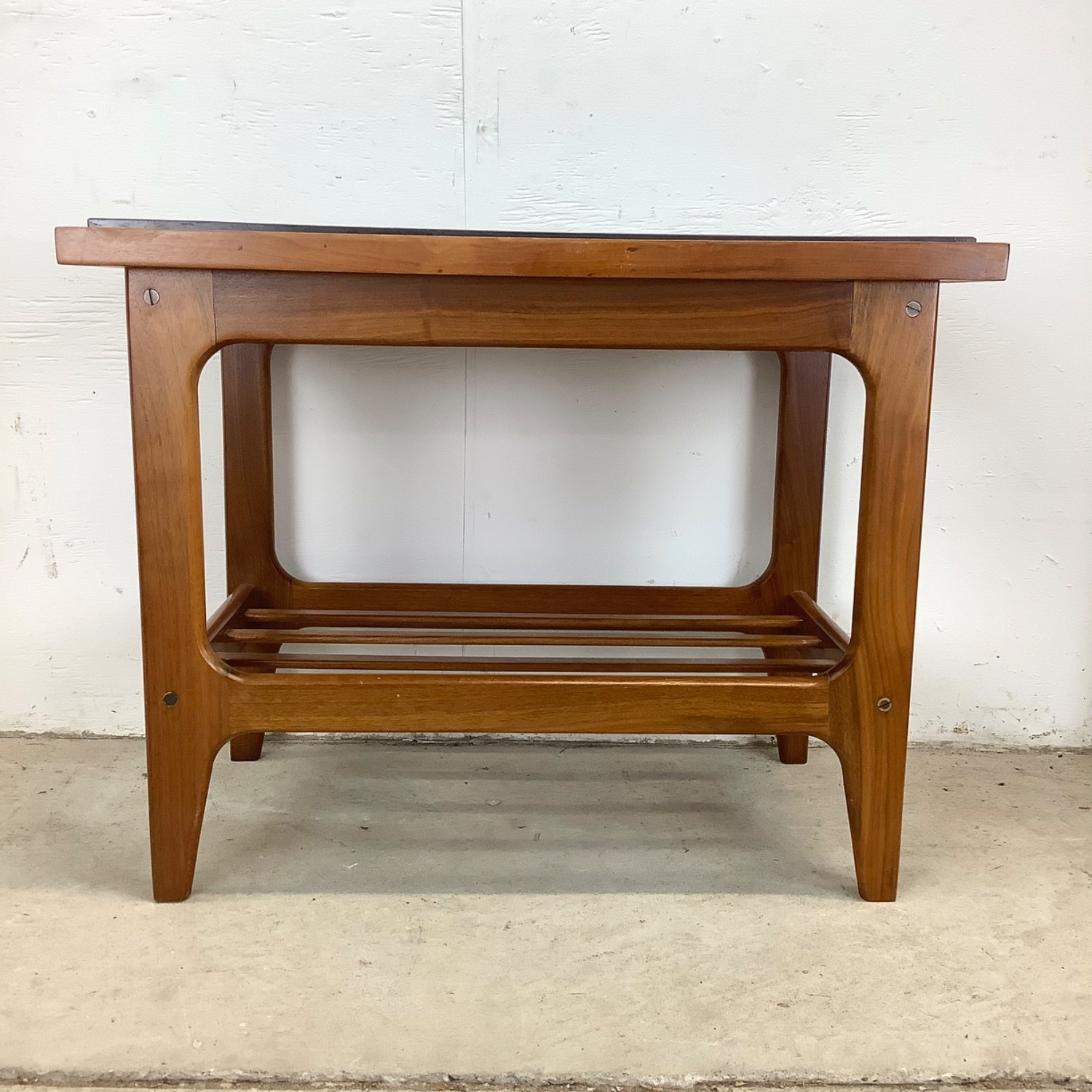 Danish Modern Teak End Table with Black Slate Top - image-13