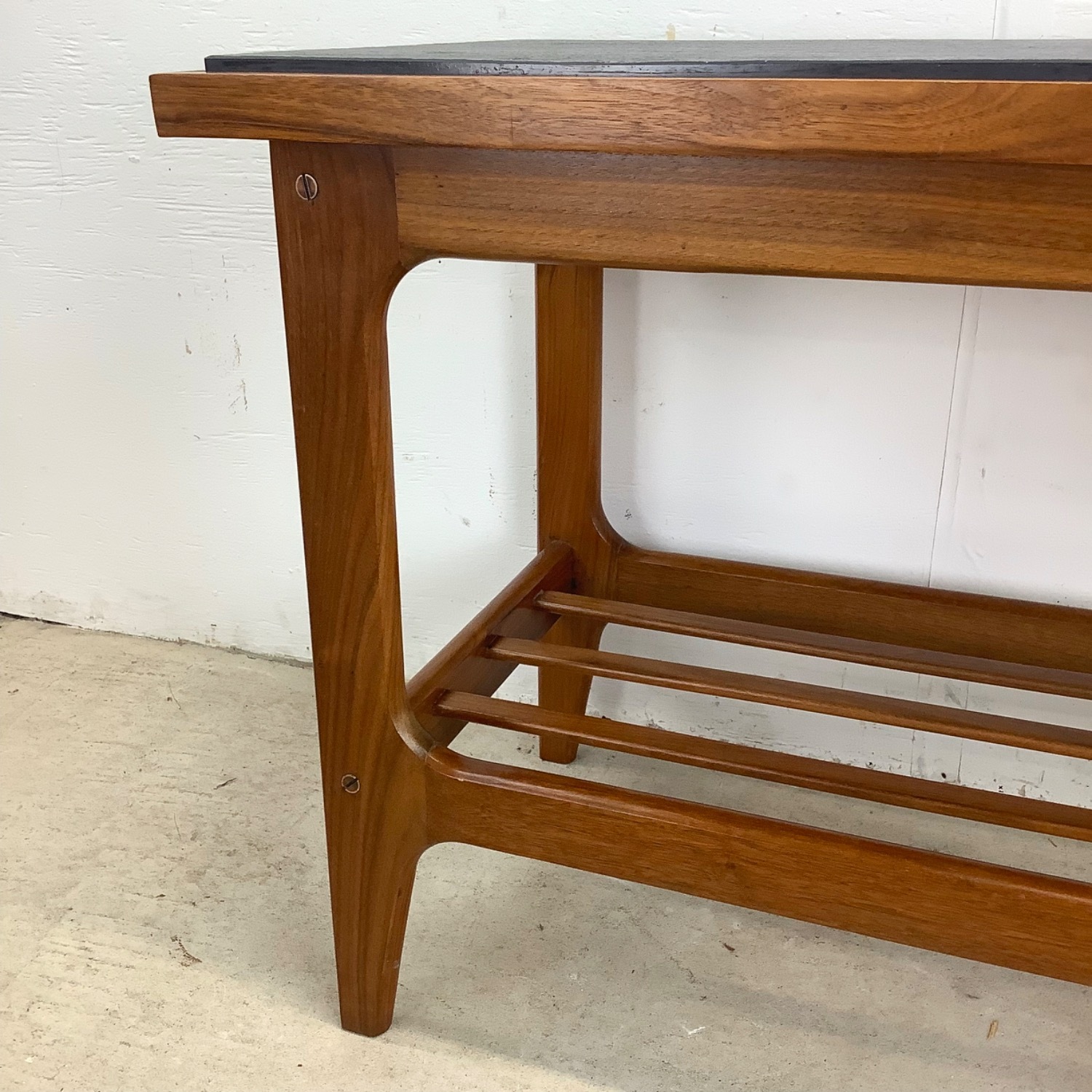 Danish Modern Teak End Table with Black Slate Top - image-8