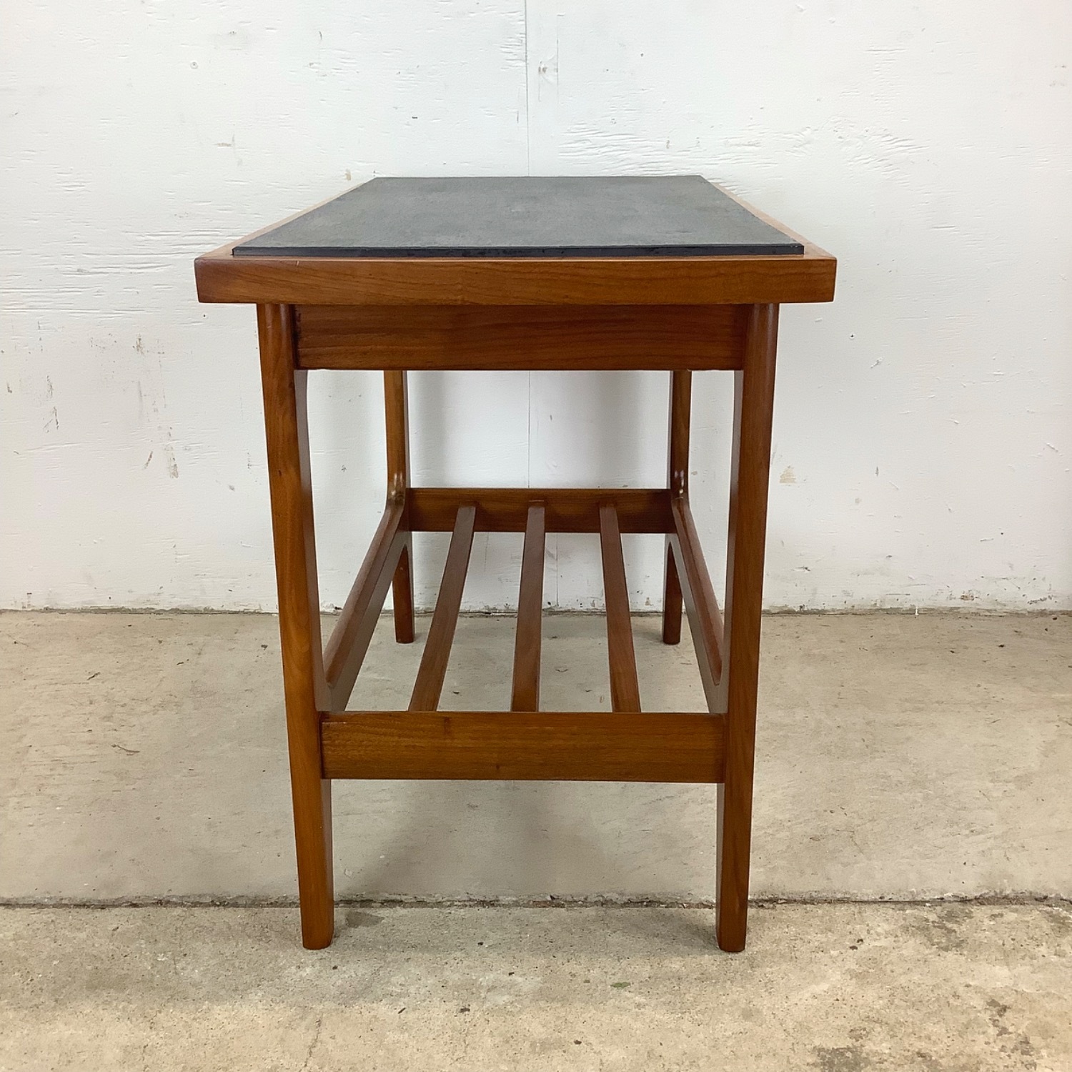 Danish Modern Teak End Table with Black Slate Top - image-12