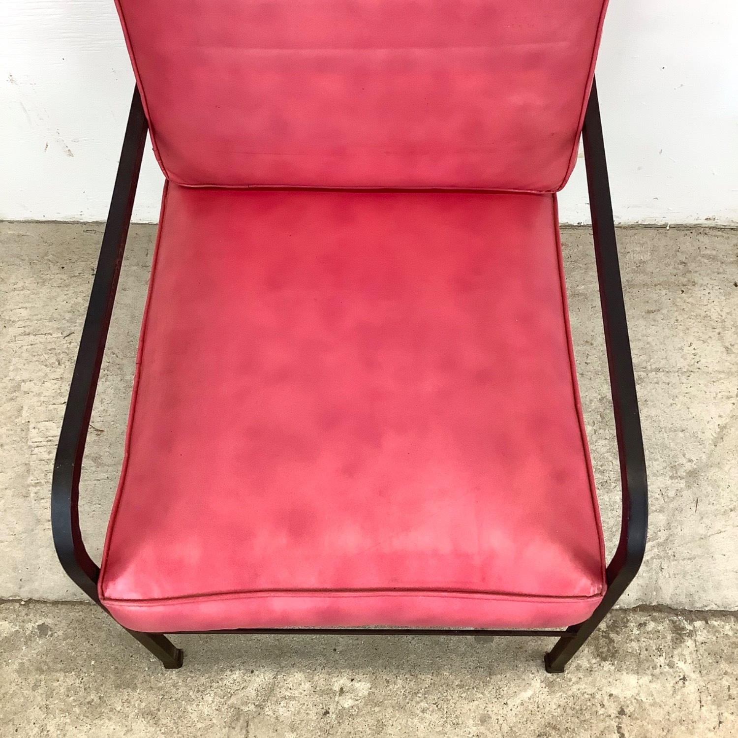 Vintage Modern Metal & Vinyl Chair with Ottoman - image-9